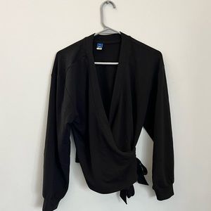 Long sleeve black wrap shirt